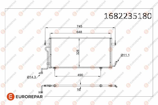 EUROREPAR 1682235180 İklimlendirme Sistemi Klima Radyatörü - CITROËN BERLINGO / BERLINGO FIRST Kasa/büyük limuzin (M_) uyumlu