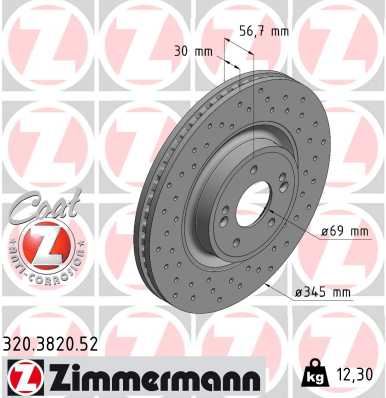 ZIMMERMANN 320.3820.52 Fren Sistemleri Fren Diski - KIA STINGER (CK) uyumlu