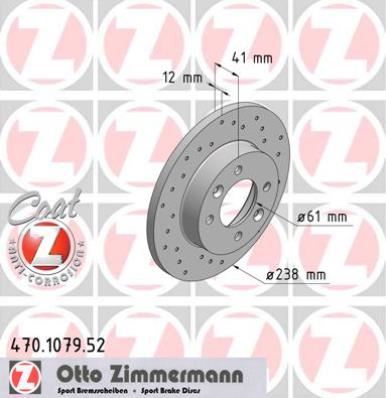 ZIMMERMANN 470.1079.52 Fren Sistemleri Fren Diski - RENAULT SUPER 5 (B/C40_) uyumlu