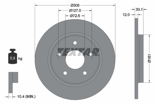 TEXTAR 92181005 Fren Sistemleri Fren Diski - DODGE JOURNEY uyumlu