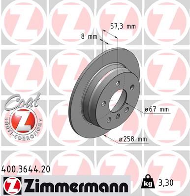 ZIMMERMANN 400.3644.20 Fren Sistemleri Fren Diski - MERCEDES-BENZ A-SERISI (W169) uyumlu