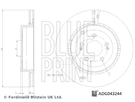 BLUE PRINT ADG043244 Fren Sistemleri Fren Diski - KIA STINGER (CK) uyumlu