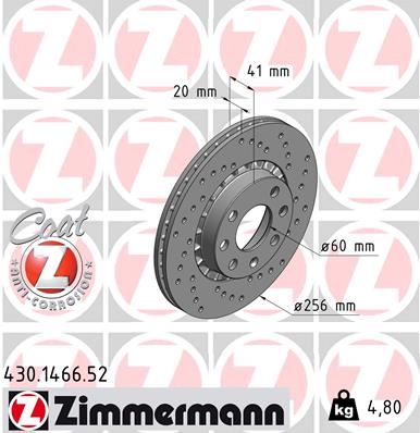 ZIMMERMANN 430.1466.52 Fren Sistemleri Fren Diski - OPEL VECTRA A Hatchback (J89) uyumlu