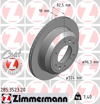 ZIMMERMANN 285.3523.20 Fren Sistemleri Fren Diski - HYUNDAI H-1 Travel (TQ) uyumlu
