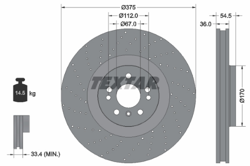 TEXTAR 92279805 Fren Sistemleri Fren Diski - MERCEDES-BENZ M-SERISI (W166) uyumlu