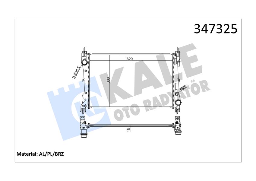 KALE OTO RADYATÖR 347325 Soğutma Sistemi Su Soğutucu & Parçaları - FIAT DOBLO Platform şasi (263_) uyumlu