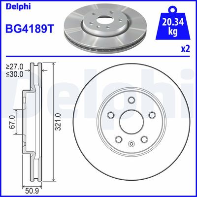 DELPHI BG4189T Fren Sistemleri Fren Diski - SAAB 9-5 (YS3G) uyumlu