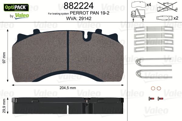 VALEO 882224 Fren Sistemleri Fren Balatası - RENAULT TRUCKS MIDLUM uyumlu