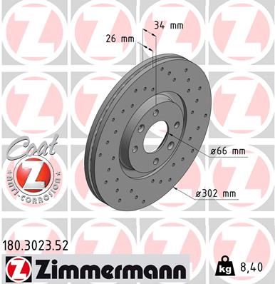 ZIMMERMANN 180.3023.52 Fren Sistemleri Fren Diski - CITROËN C4 PICASSO I MPV (UD_) uyumlu