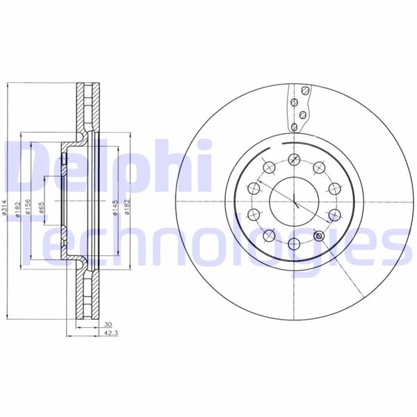 DELPHI BG4330C Fren Sistemleri Fren Diski - SEAT ALHAMBRA (710, 711) uyumlu
