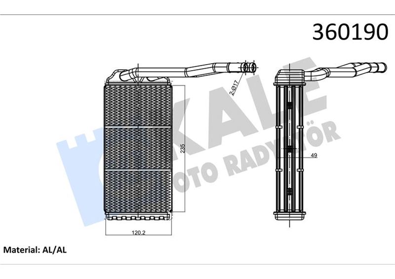 Kalorifer Radyatörü - KALE OTO RADYATÖR - 360190 Ürün Görseli