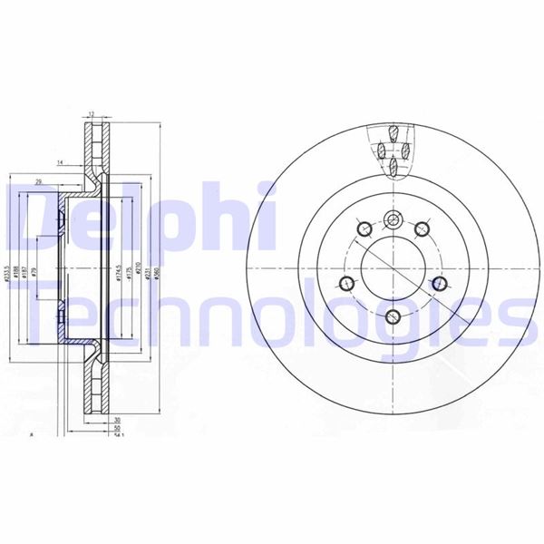 DELPHI BG9007C Fren Sistemleri Fren Diski - LAND ROVER DISCOVERY IV (L319) uyumlu