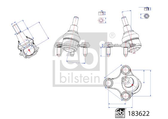 FEBI BILSTEIN 183622 Tekerlek & Aks Parçaları Taşıyıcı Mafsal - VW CADDY V Kasa/büyük limuzin (SBA, SBH) uyumlu