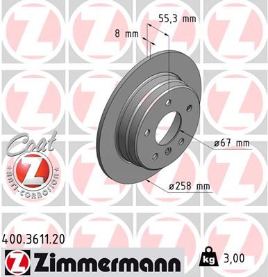 ZIMMERMANN 400.3611.20 Fren Sistemleri Fren Diski - MERCEDES-BENZ A-SERISI (W168) uyumlu