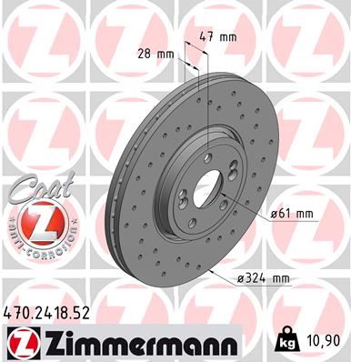 ZIMMERMANN 470.2418.52 Fren Sistemleri Fren Diski - RENAULT VEL SATIS (BJ0_) uyumlu