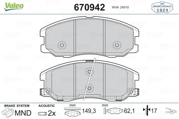 VALEO 670942 Fren Sistemleri Fren Balatası - OPEL ANTARA A (L07) uyumlu