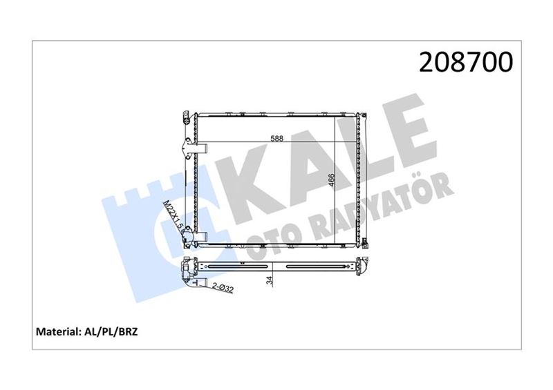 Su Radyatörü - KALE OTO RADYATÖR - 0537371AB Ürün Görseli