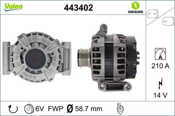 VALEO 443402 Elektrik Sistemi Alternatör - FORD TOURNEO CUSTOM V362 Minibüs/Otobüs (F3) uyumlu