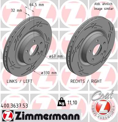 ZIMMERMANN 400.3637.53 Fren Sistemleri Fren Diski - MERCEDES-BENZ GLK-SERISI (X204) uyumlu