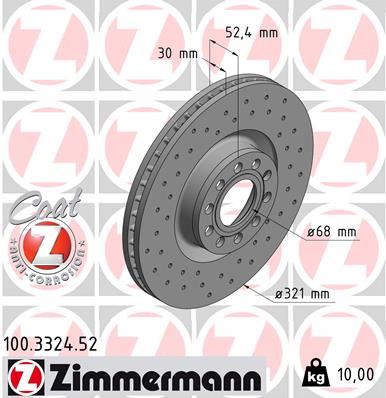 ZIMMERMANN 100.3324.52 Fren Sistemleri Fren Diski - AUDI A6 C5 (4B2, 4B4) uyumlu