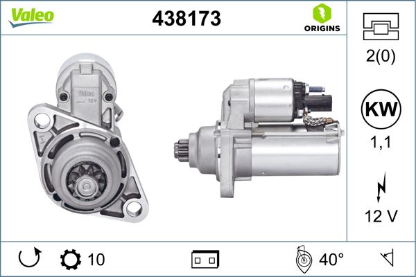 VALEO 438173 Elektrik Sistemi Marş Motoru - VW GOLF PLUS V (5M1, 521) uyumlu