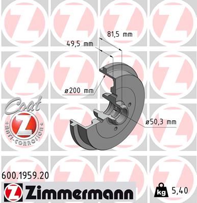 ZIMMERMANN 600.1959.20 Fren Sistemleri Fren Kampanası - AUDI 80 B1 Sedan (80, 82) uyumlu