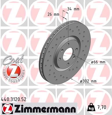 ZIMMERMANN 440.3120.52 Fren Sistemleri Fren Diski - CITROËN C4 II (NC_) uyumlu