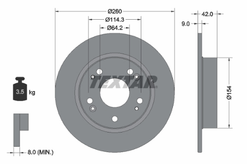 TEXTAR 92164303 Fren Sistemleri Fren Diski - HONDA CIVIC VIII Sedan (FD, FA) uyumlu