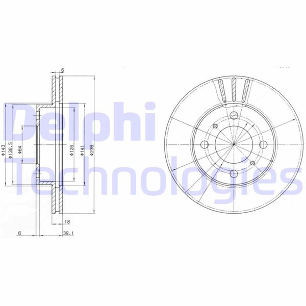 DELPHI BG2810 Fren Sistemleri Fren Diski - MITSUBISHI COLT IV (CA_A) uyumlu