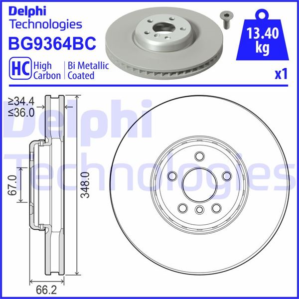 DELPHI BG9364BC Fren Sistemleri Fren Diski - BMW 7 (G11, G12) uyumlu