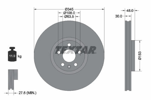 TEXTAR 92289805 Fren Sistemleri Fren Diski - VOLVO XC90 II (256) uyumlu
