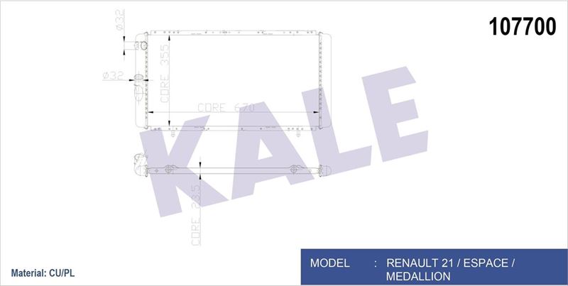 Su Radyatörü - KALE OTO RADYATÖR - 0505081PA Ürün Görseli