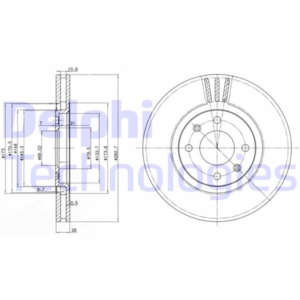 DELPHI BG2872 Fren Sistemleri Fren Diski - CITROËN XANTIA (X1_, X2_) uyumlu