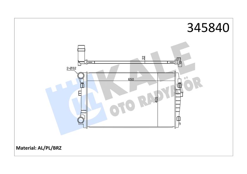 KALE OTO RADYATÖR 345840 Soğutma Sistemi Su Soğutucu & Parçaları - SEAT LEON ST (5F8) uyumlu