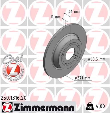 ZIMMERMANN 250.1316.20 Fren Sistemleri Fren Diski - FORD FOCUS IV (HN) uyumlu