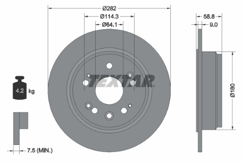 TEXTAR 92165703 Fren Sistemleri Fren Diski - HONDA CR-V II (RD_) uyumlu