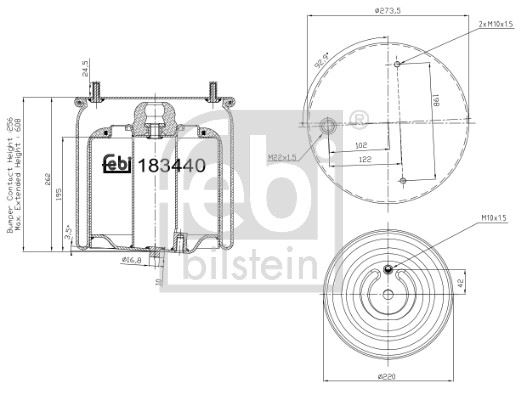 FEBI BILSTEIN 183440 Süspansiyon Sistemi Süspansiyon Körüğü - DAF CF uyumlu