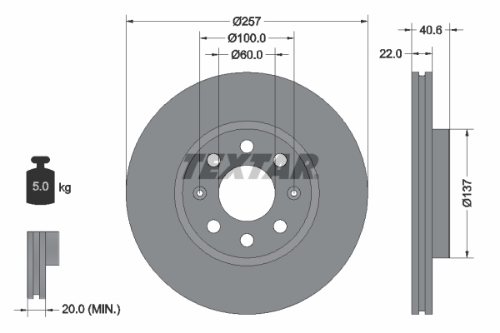 TEXTAR 92145703 Fren Sistemleri Fren Diski - OPEL CORSA D (S07) uyumlu