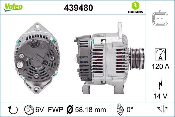 VALEO 439480 Elektrik Sistemi Alternatör - RENAULT KANGOO (KC0/1_) uyumlu