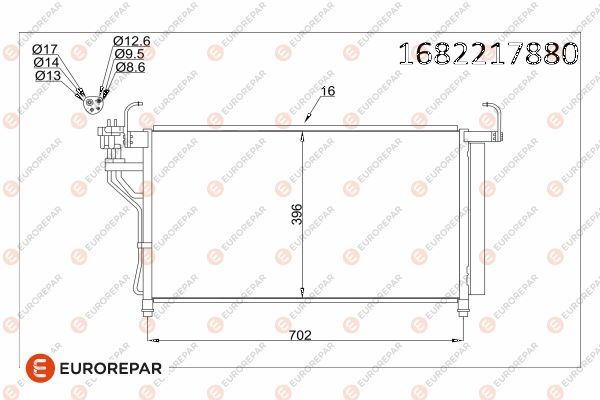 EUROREPAR 1682217880 İklimlendirme Sistemi Klima Radyatörü - HYUNDAI H-1 Cargo (TQ) uyumlu