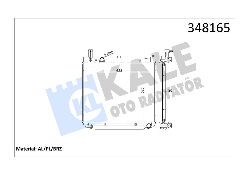 KALE OTO RADYATÖR 348165 Soğutma Sistemi Su Soğutucu & Parçaları - TOYOTA HIACE / COMMUTER V Minibüs/Otobüs (TRH2__, KDH2__, LH2__, GD uyumlu
