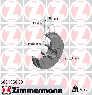 ZIMMERMANN 600.1950.00 Fren Sistemleri Fren Kampanası - AUDI 50 (863) uyumlu