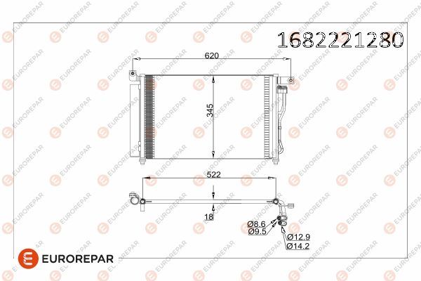 EUROREPAR 1682221280 İklimlendirme Sistemi Klima Radyatörü - HYUNDAI ACCENT III (MC) uyumlu