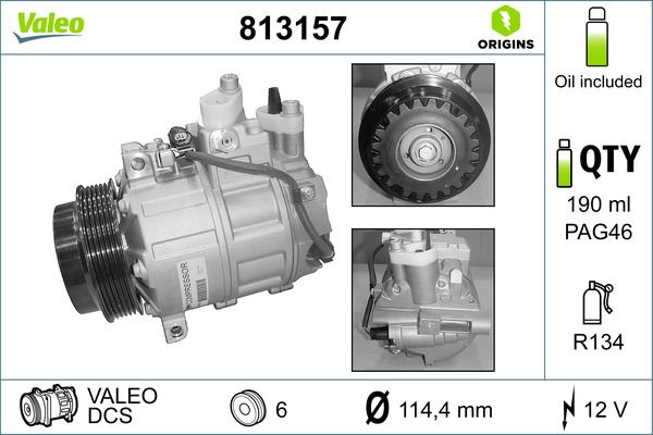 VALEO 813157 İklimlendirme Sistemi Kompresör Parçaları - MERCEDES-BENZ CLS (C218) uyumlu