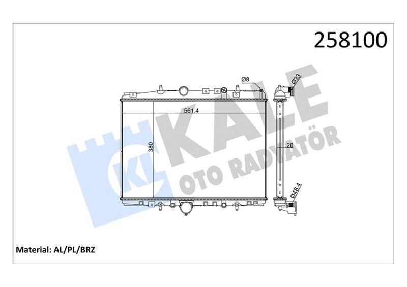 Su Radyatörü - KALE OTO RADYATÖR - 2056031AB Ürün Görseli