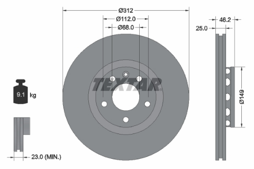 TEXTAR 92106105 Fren Sistemleri Fren Diski - AUDI A4 B5 Avant (8D5) uyumlu