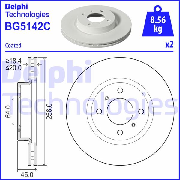 DELPHI BG5142C Fren Sistemleri Fren Diski - MITSUBISHI COLT VI (Z3_A, Z2_A) uyumlu