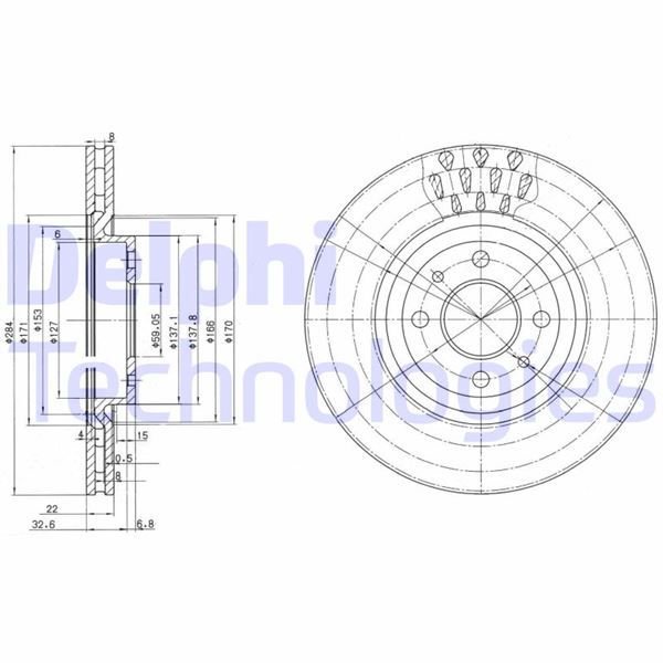 DELPHI BG2617 Fren Sistemleri Fren Diski - ALFA ROMEO 155 (167_) uyumlu