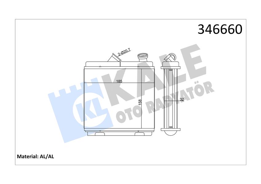 KALE OTO RADYATÖR 346660 İklimlendirme Sistemi İç Mekan Isı Değiştirici - OPEL VECTRA A Hatchback (J89) uyumlu