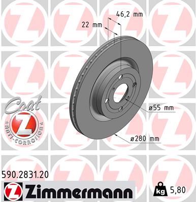 ZIMMERMANN 590.2831.20 Fren Sistemleri Fren Diski - TOYOTA YARIS (_P13_) uyumlu